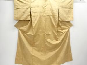 アンティーク　変わり格子模様織り出し手織り節紬着物